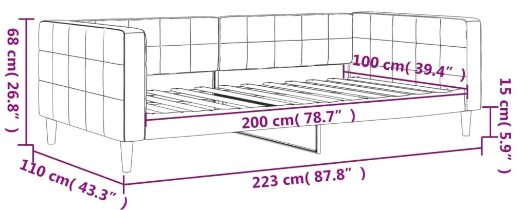 Sofá-cama 100x200 cm veludo cinzento-claro