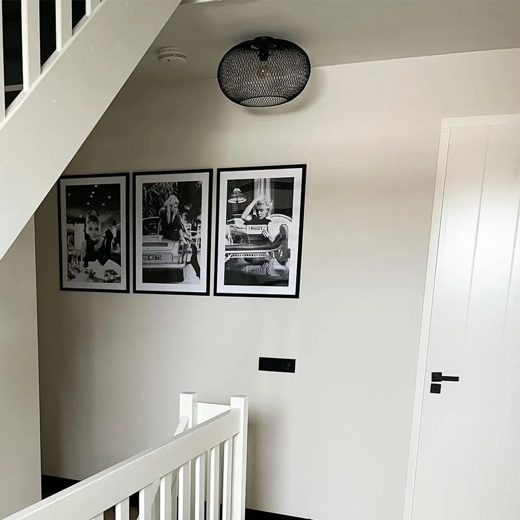 Candeeiro de teto moderno preto 45 cm - Mesh Ball