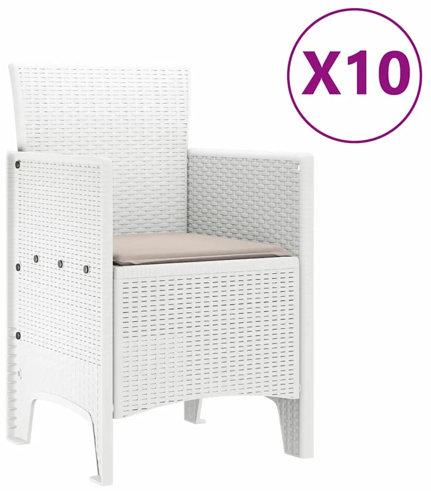 Conjunto de Jantar de Jardim 11 pcs Branco 250 x 100 x 73 cm