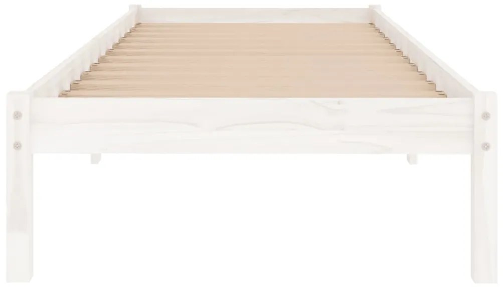 Estrutura de cama solteiro 90x190 cm madeira maciça branco