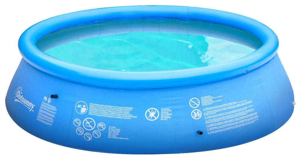 Outsunny Piscina Inflável Redonda 4.000 Litros Ø274x76cm para 3-4 Pessoas Piscina Insuflável Familiar Adultos e Crianças com Inflador de Mão para Jardim Pátio Exterior Azul