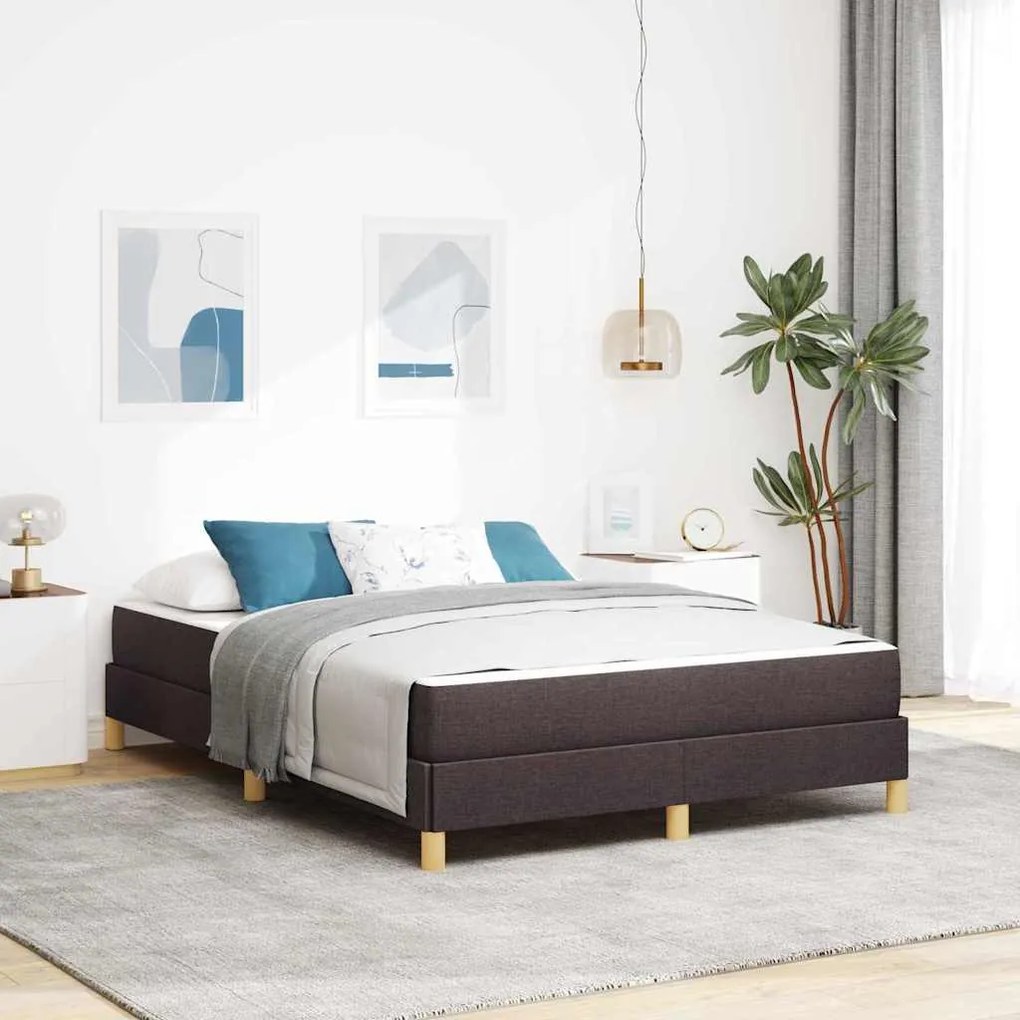 vidaXL Cama Box Castanho 140 x 190 cm Tecido, Madeira de Engenharia