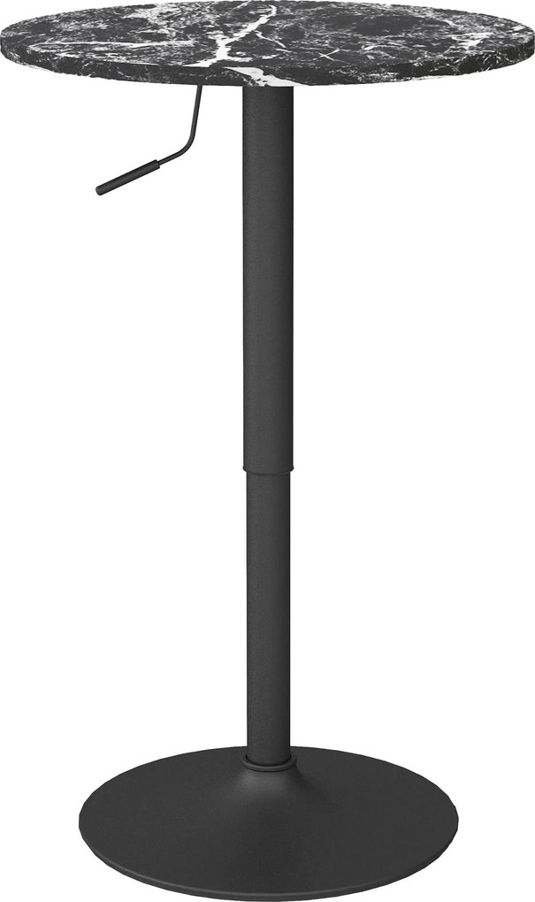 HOMCOM Mesa bistrô para 2 pessoas, ajustável em altura, efeito mármore, 60 x 60 x 68-93,5 cm, Preto | Aosom Portugal