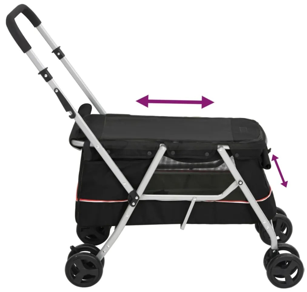 Carrinho dobrável para cães 100x49x96 cm tecido linho preto