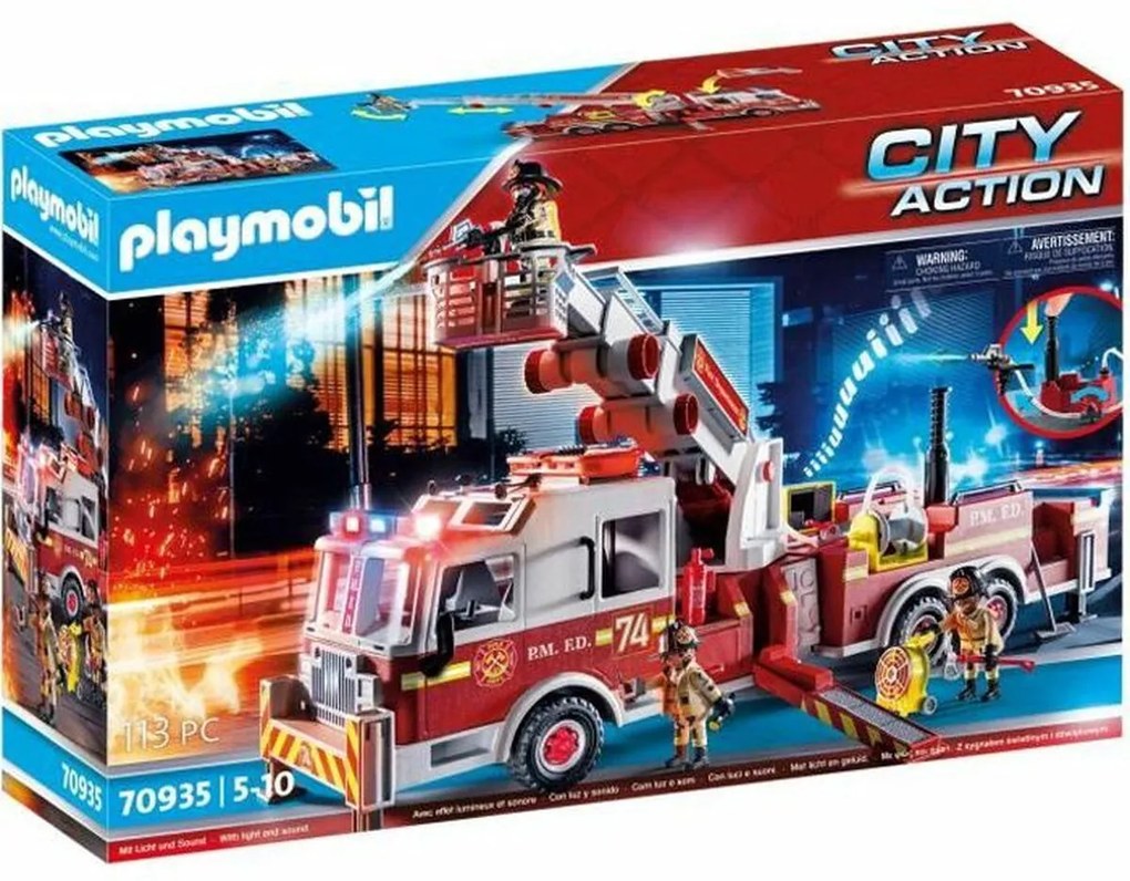 Playset de Veículos Playmobil Fire Truck With Ladder 70935 113 Peças