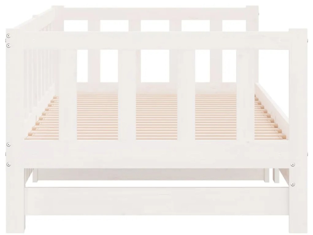 Sofá-cama com gavetão 90x200 cm madeira de pinho maciça branco