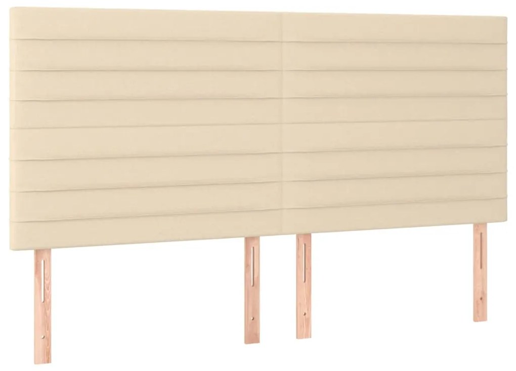 Cabeceira cama c/ LED tecido 200x5x118/128 cm crème