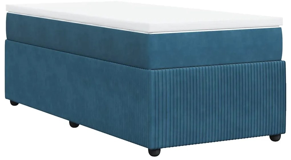 Cama com molas/colchão 80x200 cm veludo azul-escuro