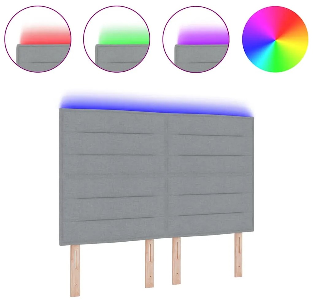 Cabeceira LED Design de Linhas Cinza Claro 72 cm Tecido
