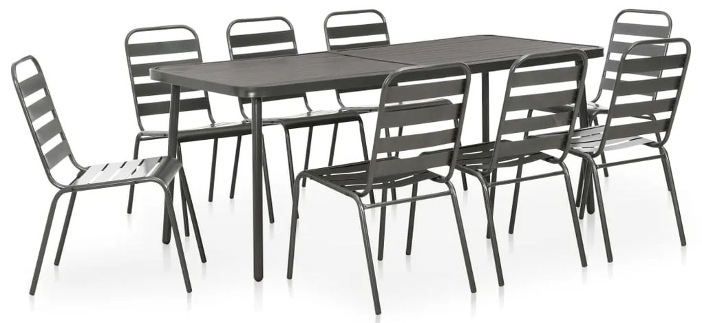 vidaXL 9 pcs conjunto de jantar jardim aço cinzento-escuro