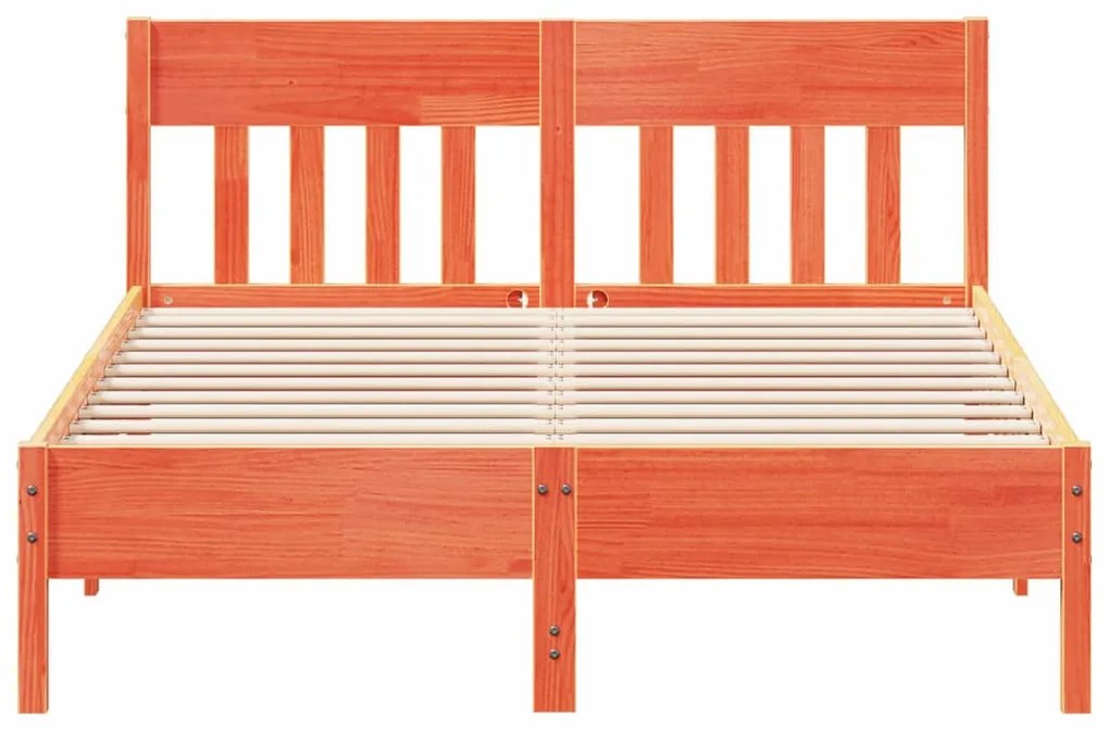 Cama sem colchão 140x200 cm madeira pinho maciça castanho-mel