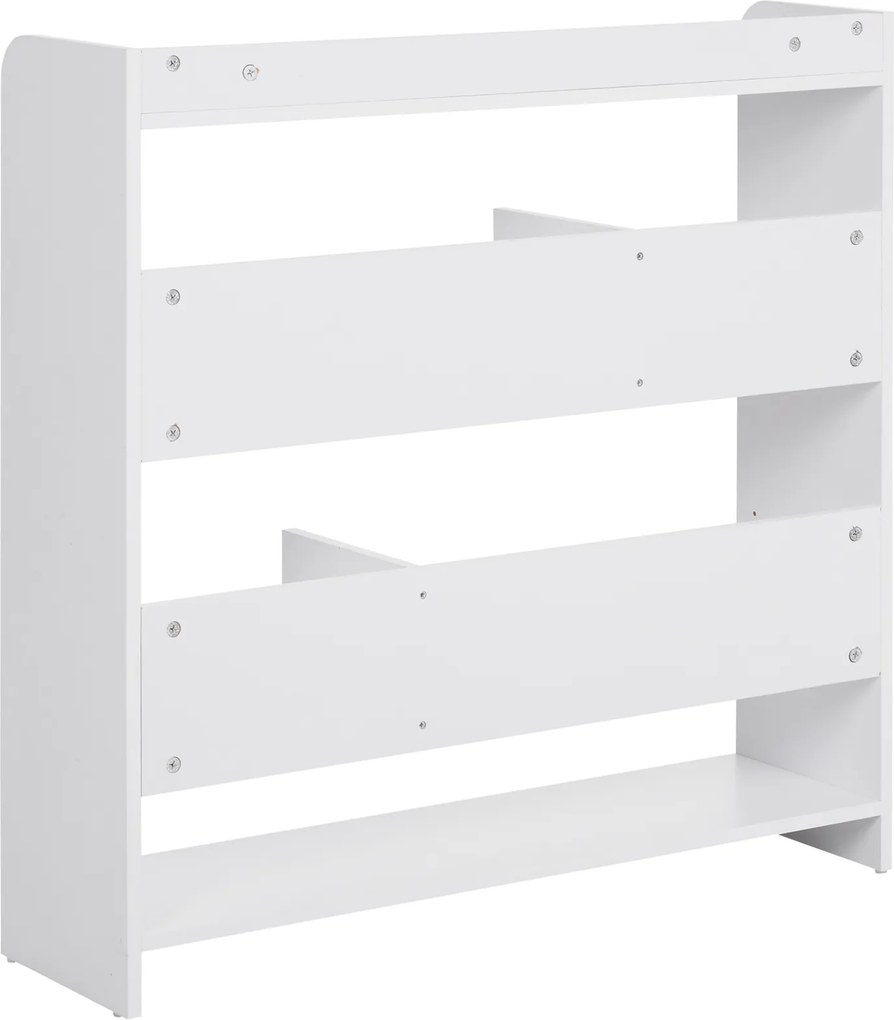 Estante de arrumação 90 x 24 x 91 cm, 4 prateleiras, 3 painéis traseiros branco
