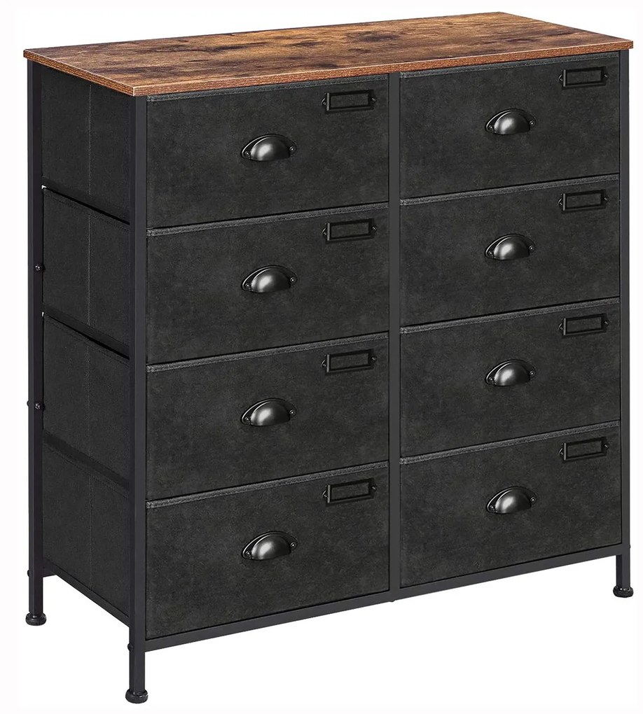 Cómoda com 8 gavetas 40 x 16 x 80 cm castanho vintage-preto