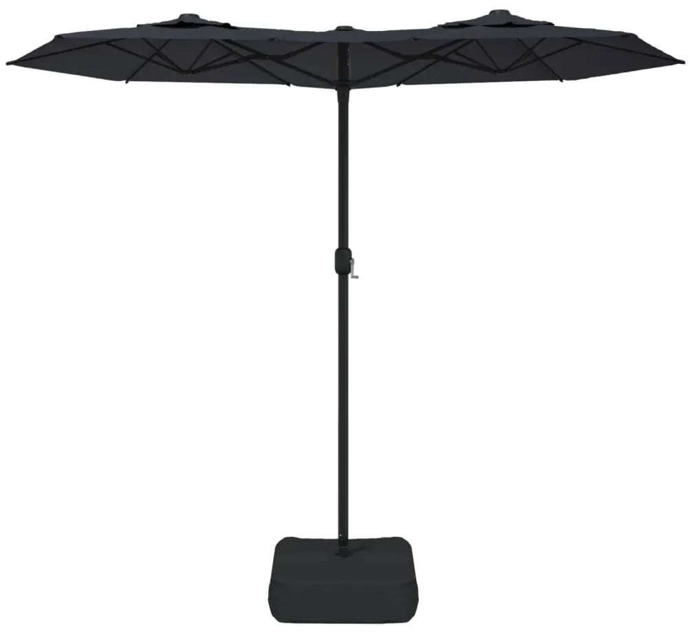 Guarda-sol de jardim c/ cabeça dupla/luzes LED 316x240 cm preto