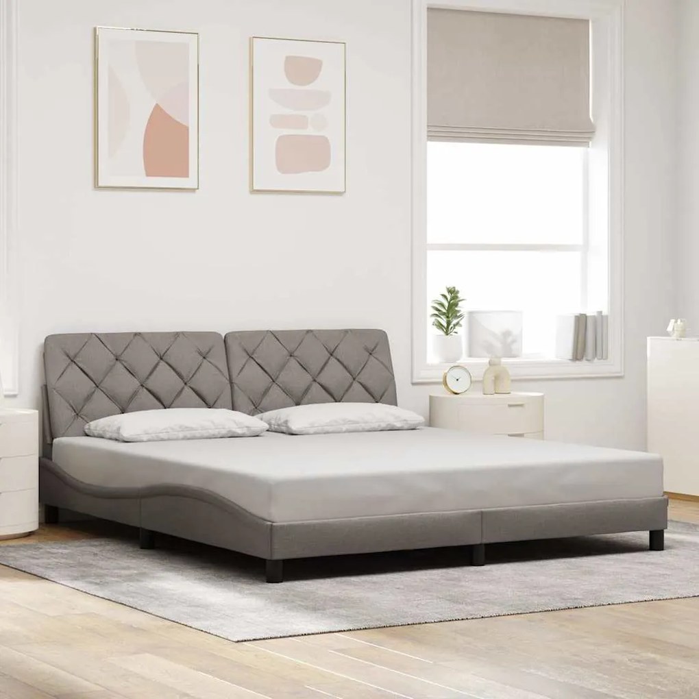vidaXL Cama sem colchão 180x200 cm tecido castanho-acinzentado