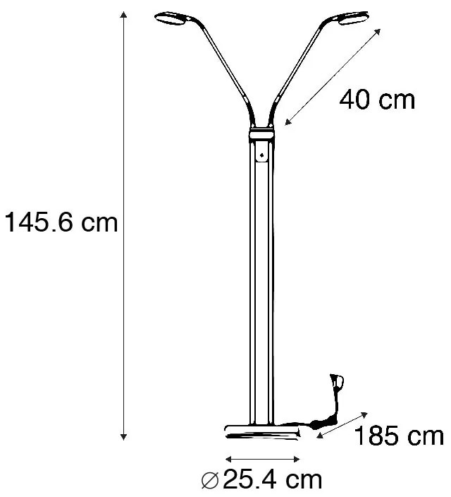 Candeeiro de pé moderno bronze com luz de leitura incl. LED - Eva Moderno