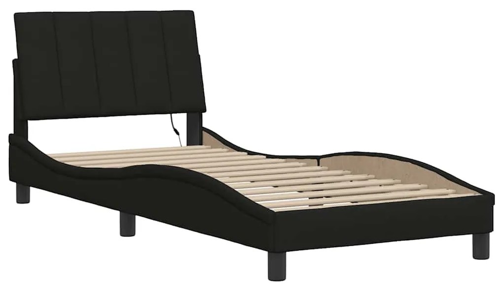 Estrutura de cama sem colchão 90x190 cm tecido preto