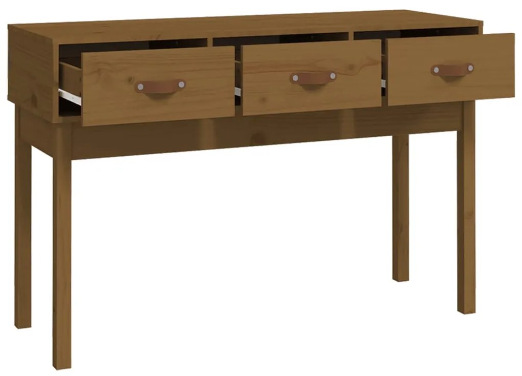 Mesa consola 114x40x75 cm madeira de pinho maciça castanho mel