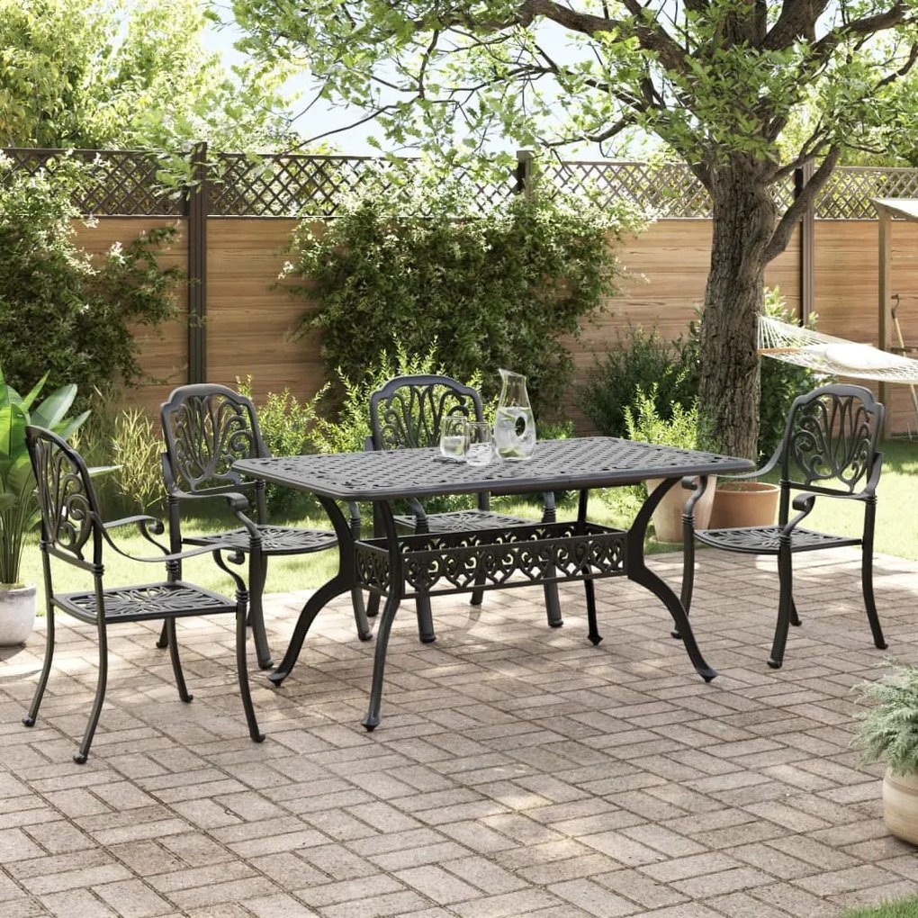 vidaXL 5 pcs conjunto de jantar para jardim alumínio fundido preto