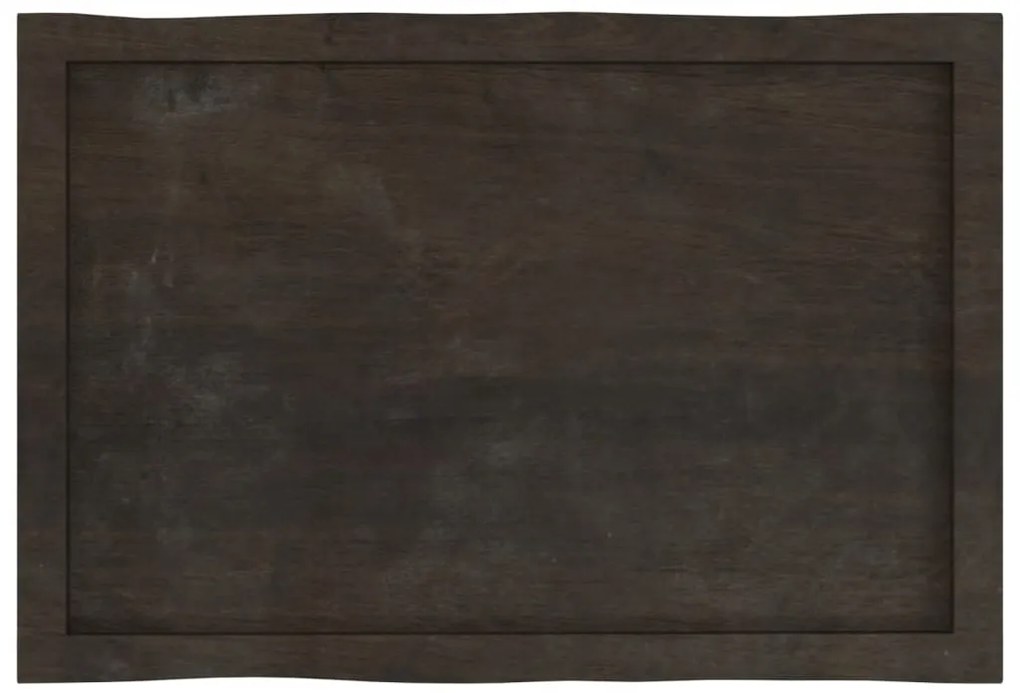 Tampo de mesa com bordas vivas maciço tratado castanho-escuro