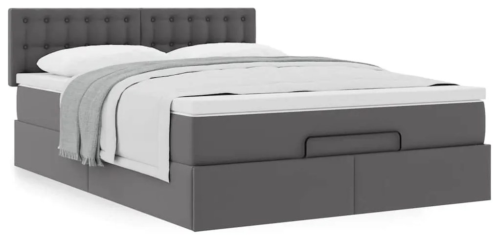 Estrutura de cama otomana com colchão 140x190 cm cinzenta