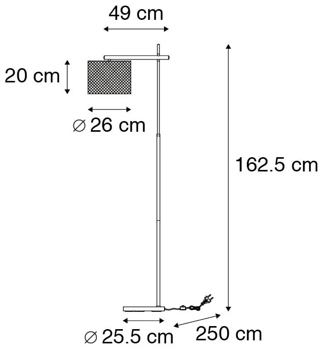 Candeeiro de pé industrial preto - Drum Mesh