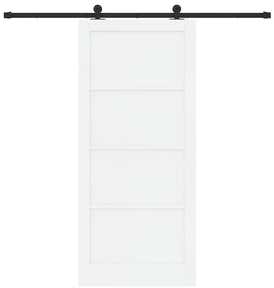 Porta Deslizante com Conjunto de Hardware 'ORKDAL'Branca Madeira Maciç
