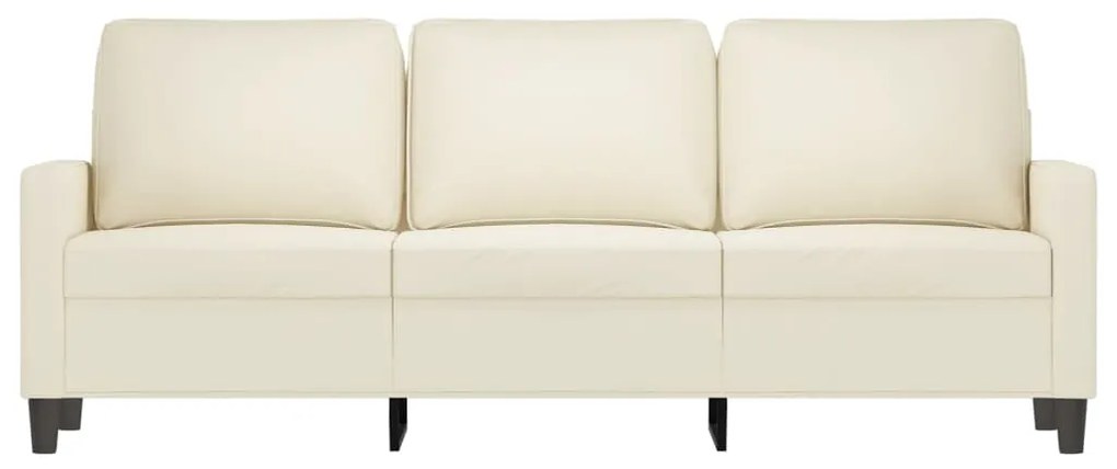 Sofá de 3 lugares 180 cm veludo cor creme