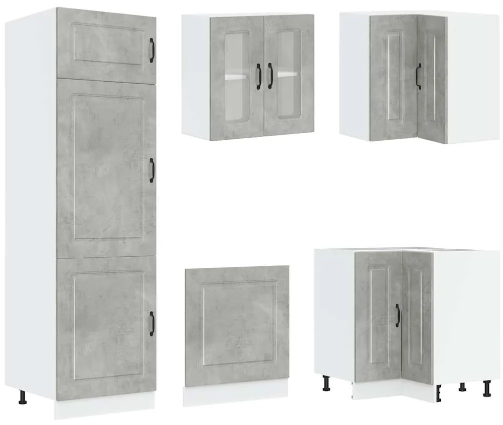 14 peças armário de cozinha conjunto Kalmar concreto cinza