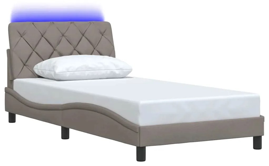 Estrutura cama com LED sem colchão 100x200 cm tecido