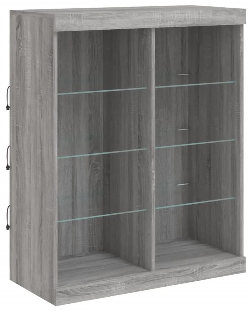 Aparador com luzes LED 202x37x100 cm cinzento sonoma