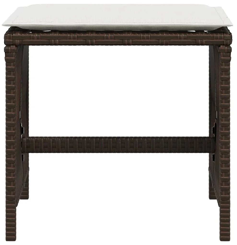 Bancos jardim com almofadões 4 pcs 41x41x36 cm vime PE castanho