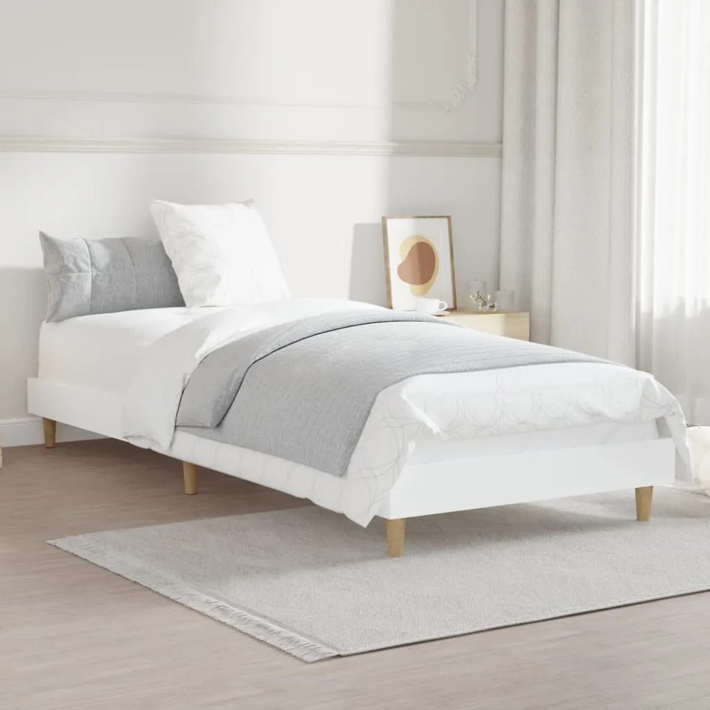 Estrutura de cama 75x190 cm derivados de madeira branco