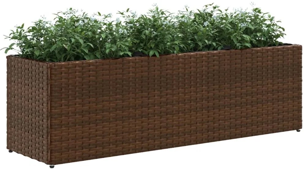 Canteiro jardim com 3 vasos 105x30x32 cm vime PE castanho