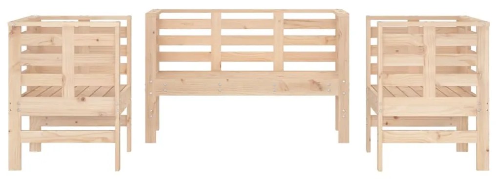 3 pcs conjunto lounge de jardim madeira de pinho maciça