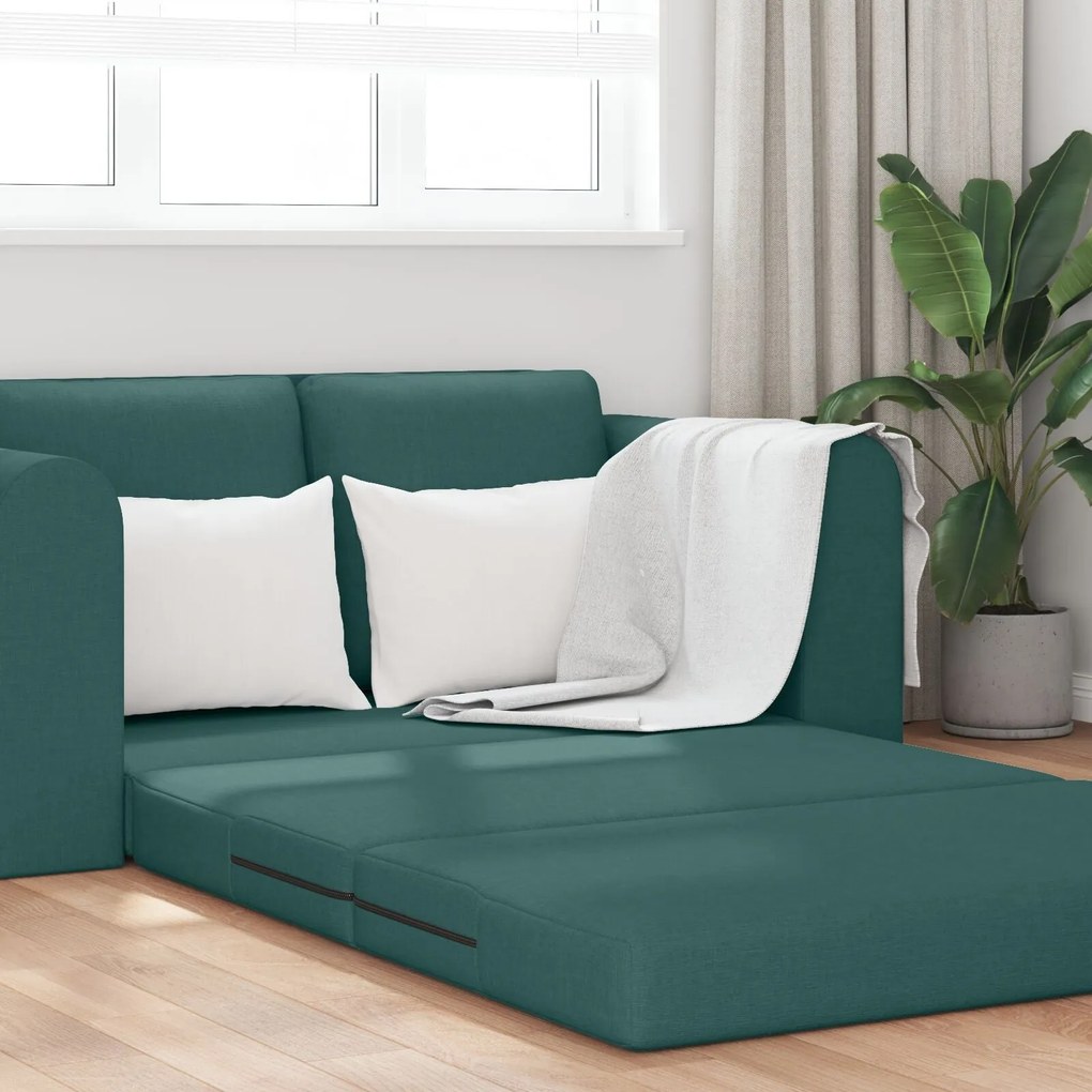 Sofá-Camas 2 em 1 Verde Escuro 148x71x83 cm Tecido