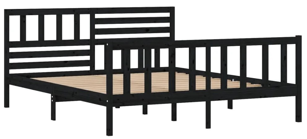 Estrutura de cama 140x190 cm madeira maciça preto