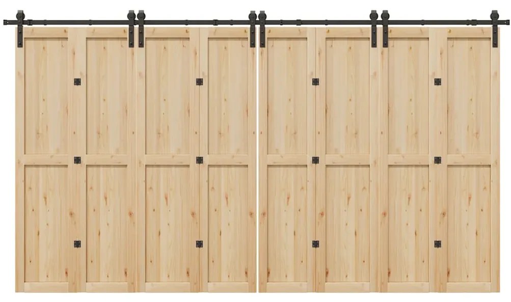 Kit de ferragens para porta deslizante 400 cm aço preto