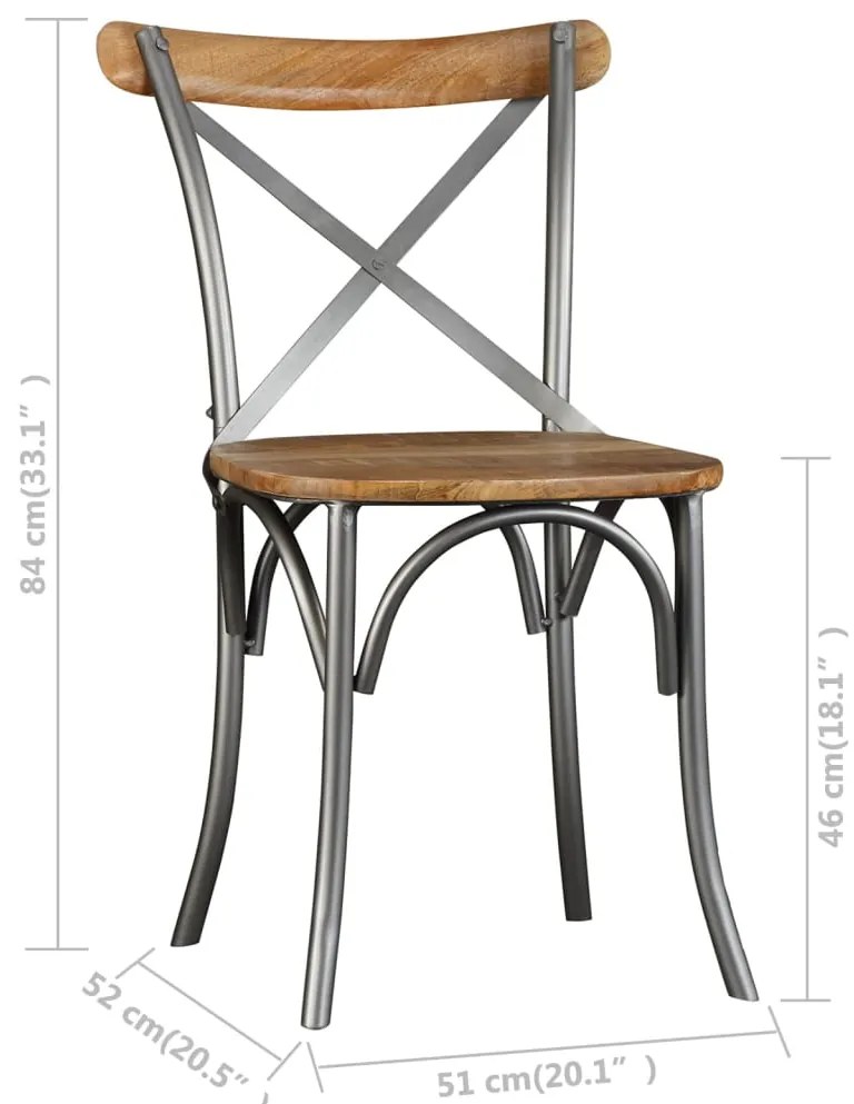 Cadeiras de jantar 2 pcs madeira de mangueira maciça