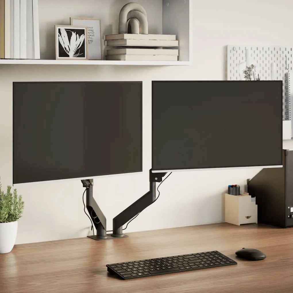 vidaXL Braço para monitor duplo ecrã de 27" máx. mola a gás 20 kg