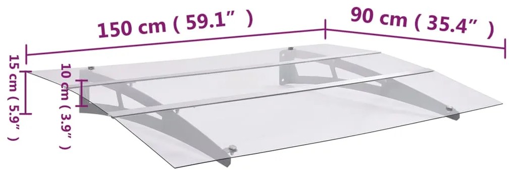 Toldo para porta 150x90 cm PET prateado e transparente
