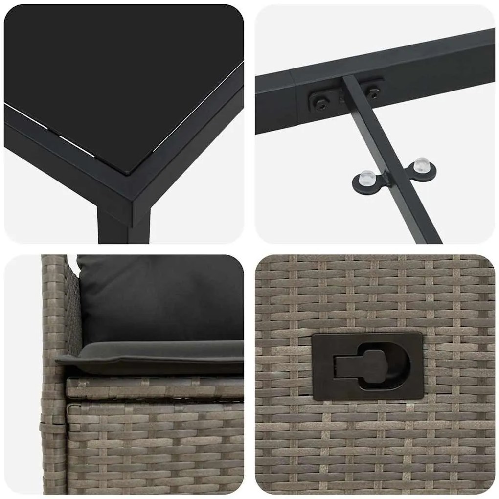 Conjunto de Jantar de Jardim 5 Peças com Almofadas em Rattan Sintético