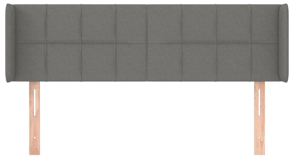 Cabeceira de cama c/ abas tecido 147x16x78/88cm cinzento-escuro