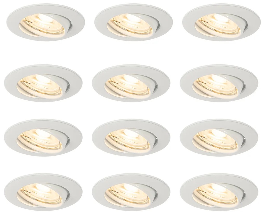 Conjunto de 12 Focos Embutidos Brancos GU10 35mm - Edu