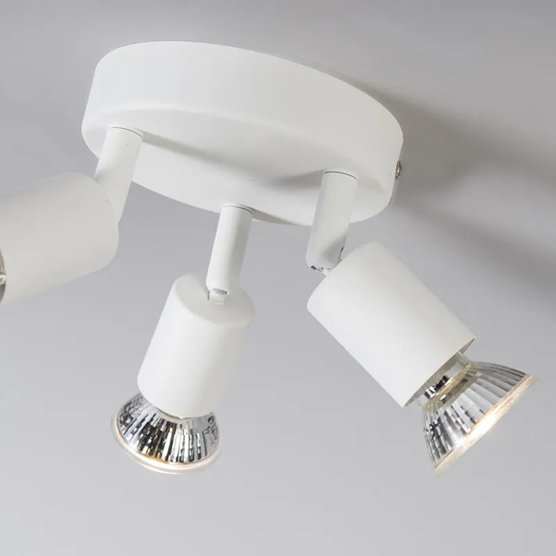 Projetores modernos brancos inclináveis redondos 3 luzes - Jeany Moderno