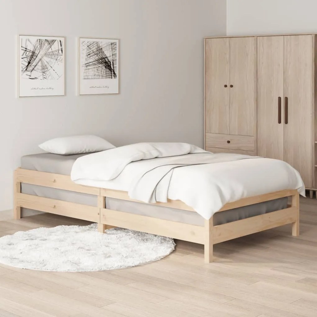 Cama empilhável 90x190 cm madeira de pinho maciça