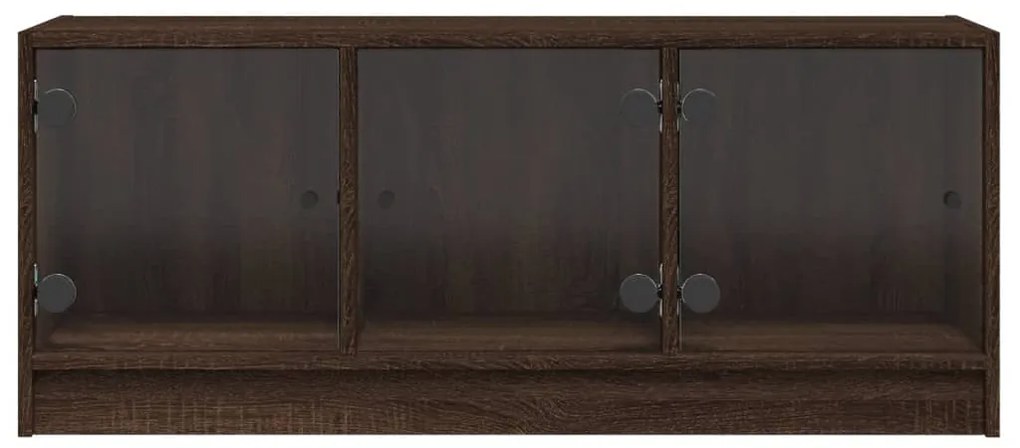 Móvel de TV c/ portas de vidro 102x37x42 cm carvalho castanho
