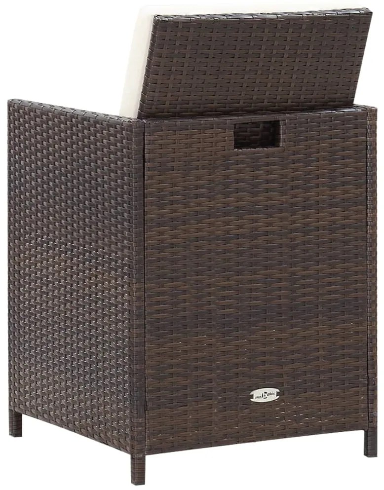 9 pcs conjunto jantar exterior c/ almofadões vime PE castanho