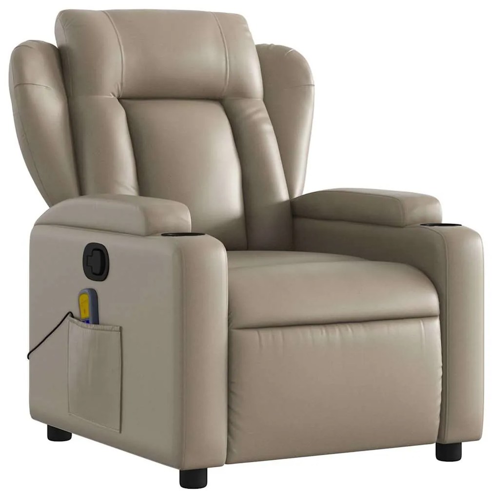 Poltrona de massagens reclinável couro artificial cappuccino
