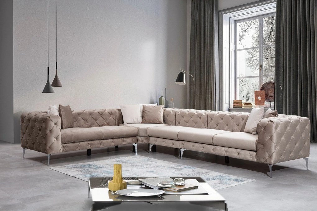 Sofá de Canto Como – Bege – 310 cm x 73 cm x 270 cm